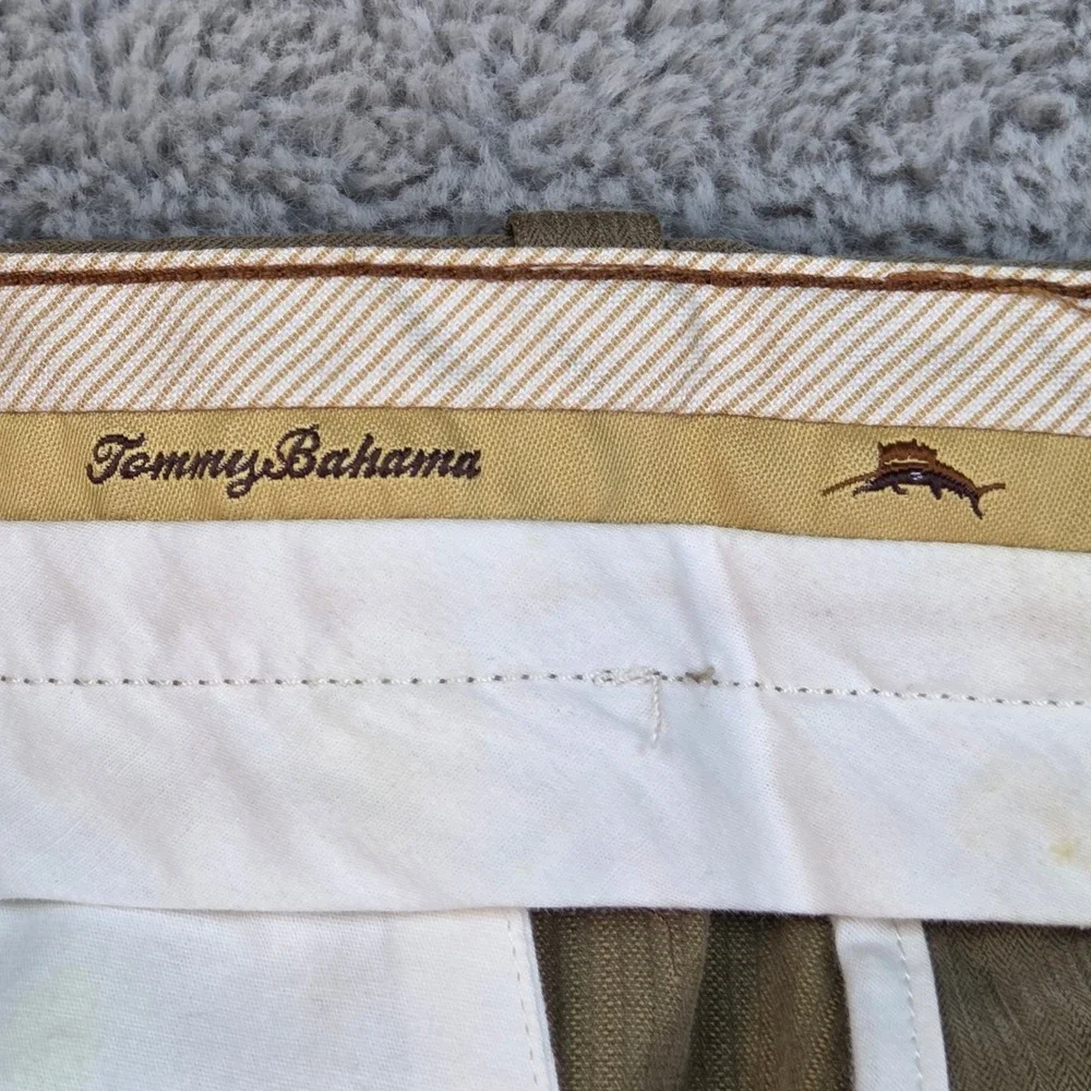 Tommy Bahama Silk Pleated Dress Pants Mens 38x30 Wide Leg Tropical Khaki Tan